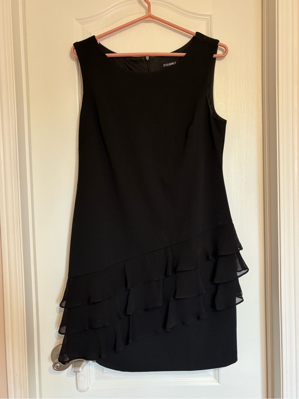 Roz & Ali Black Sleeveless Ruffle Hem Mini Dress
